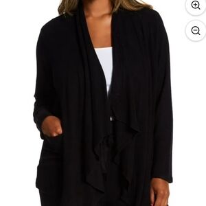 NWT LA CERA Black Open Front Cardigan Sweater Size XL